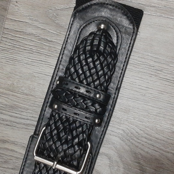 Faux Leather Belt with Woven Accents - Picture 3 of 5